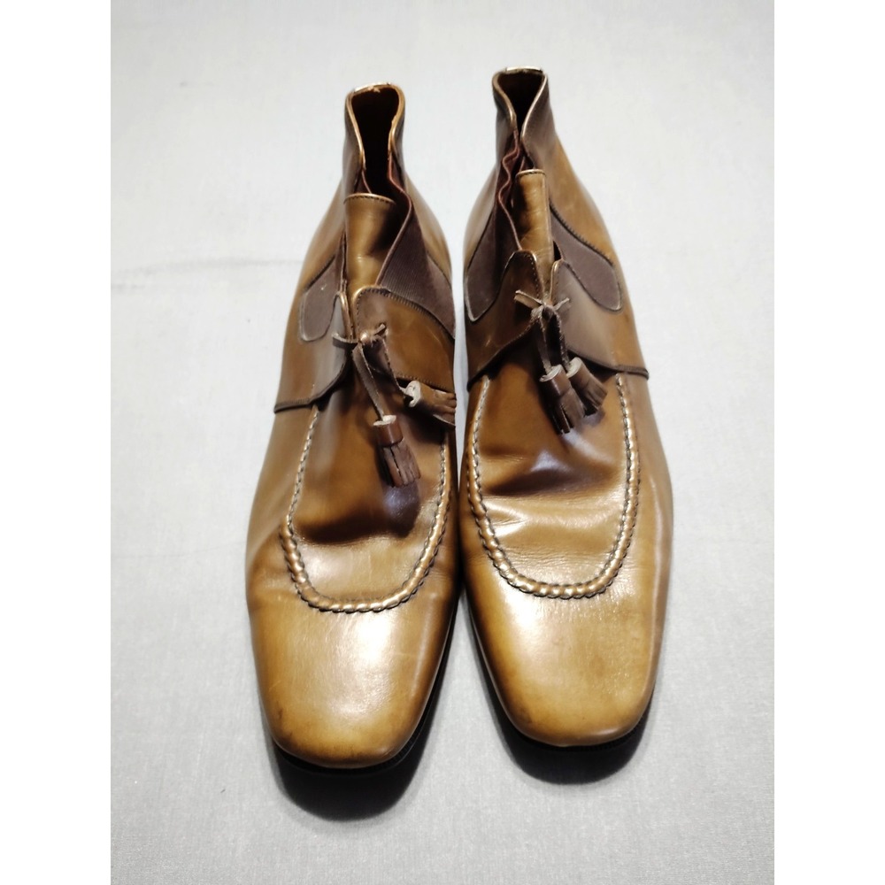 RL Rosetti Made In Italy For Battaglia Men OLIVE BROWN Tassel Tie Shoe Boot 8.5